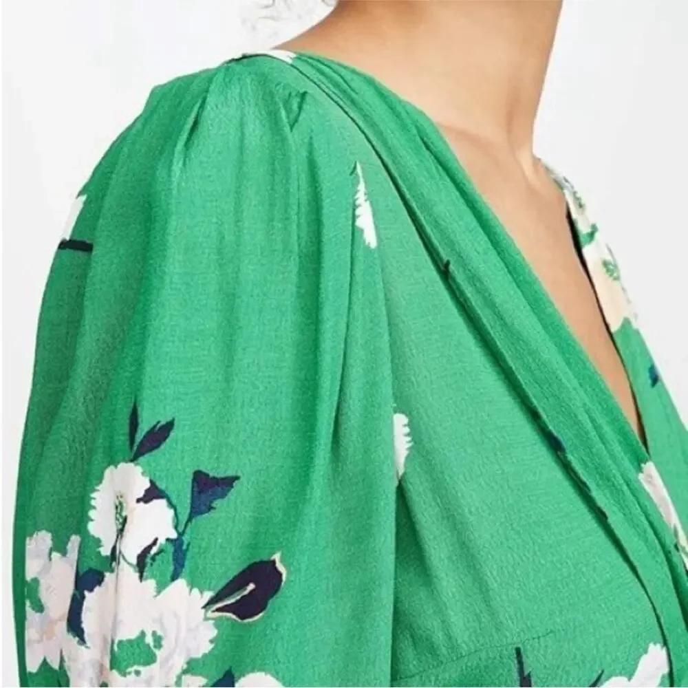 Free People Neon Garden green white floral dress size 0